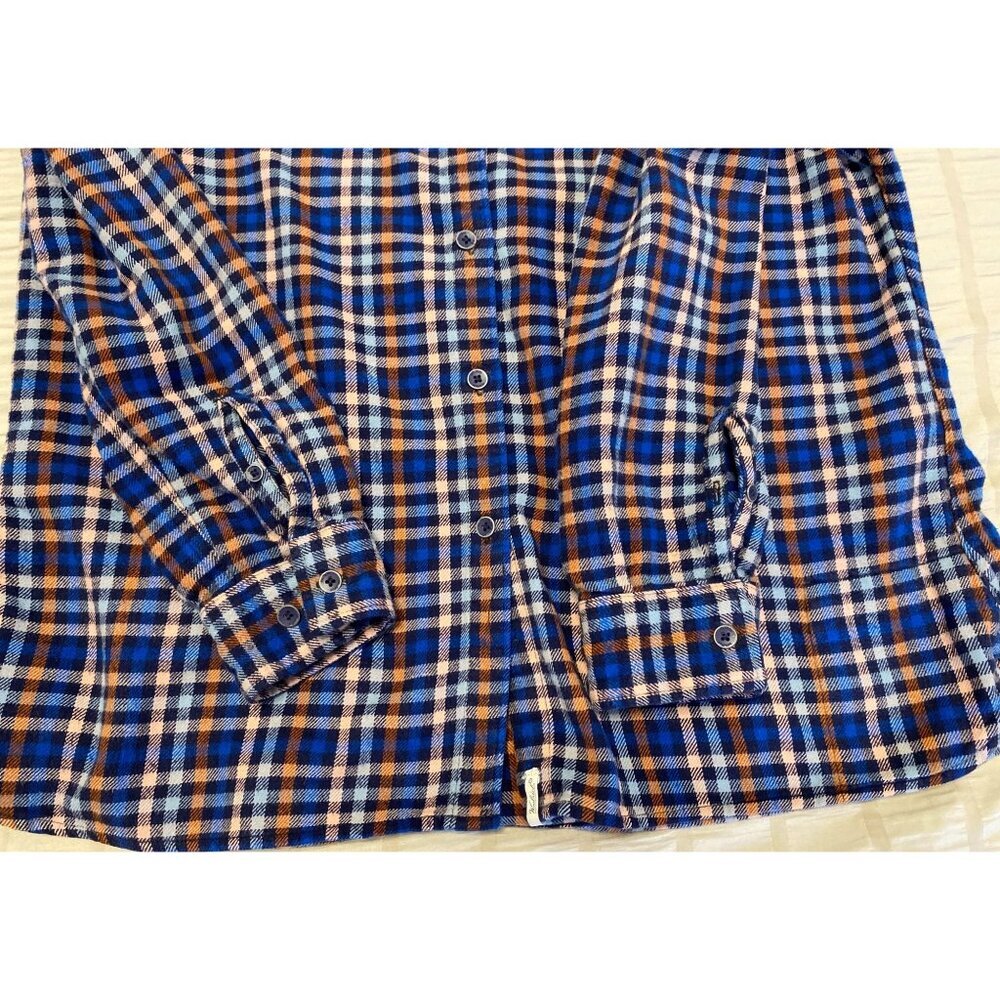 Woolrich Pemberton Plaid Flannel Shirt L/S Blue Orange Size L - Picture 9 of 9